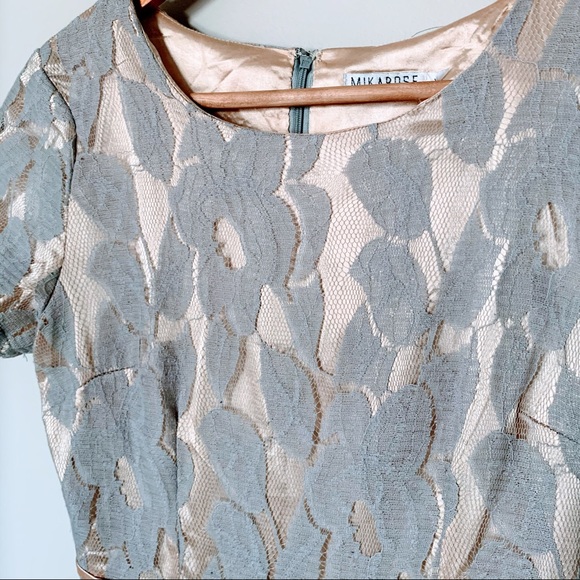 Mikarose 1940s Style Modest Dress Renee Gold & Grey Lace XS - Picture 13 of 13